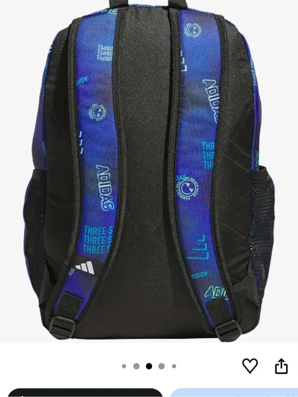 adidas Blue & Black Graphic Logo Backpack